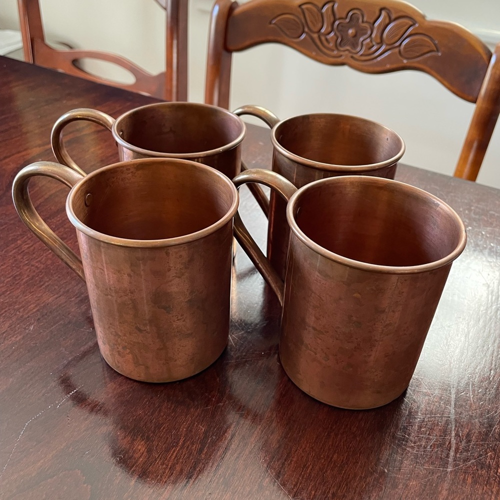 Solid Copper Mugs Set of 4